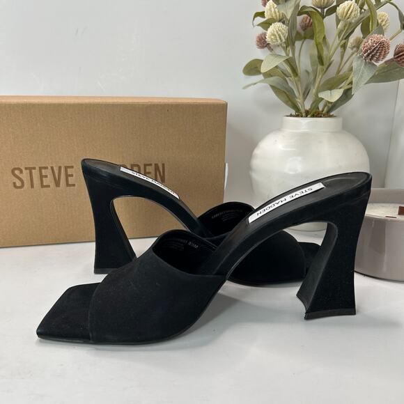 Steve Madden Fairfax Suede Heeled Slip On Sandal Black Women's 8.5 M Witchycore - Picture 7 of 12